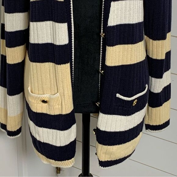 Vintage Koret Striped Cardigan Woman’s size medium old money Classic - Picture 3 of 16